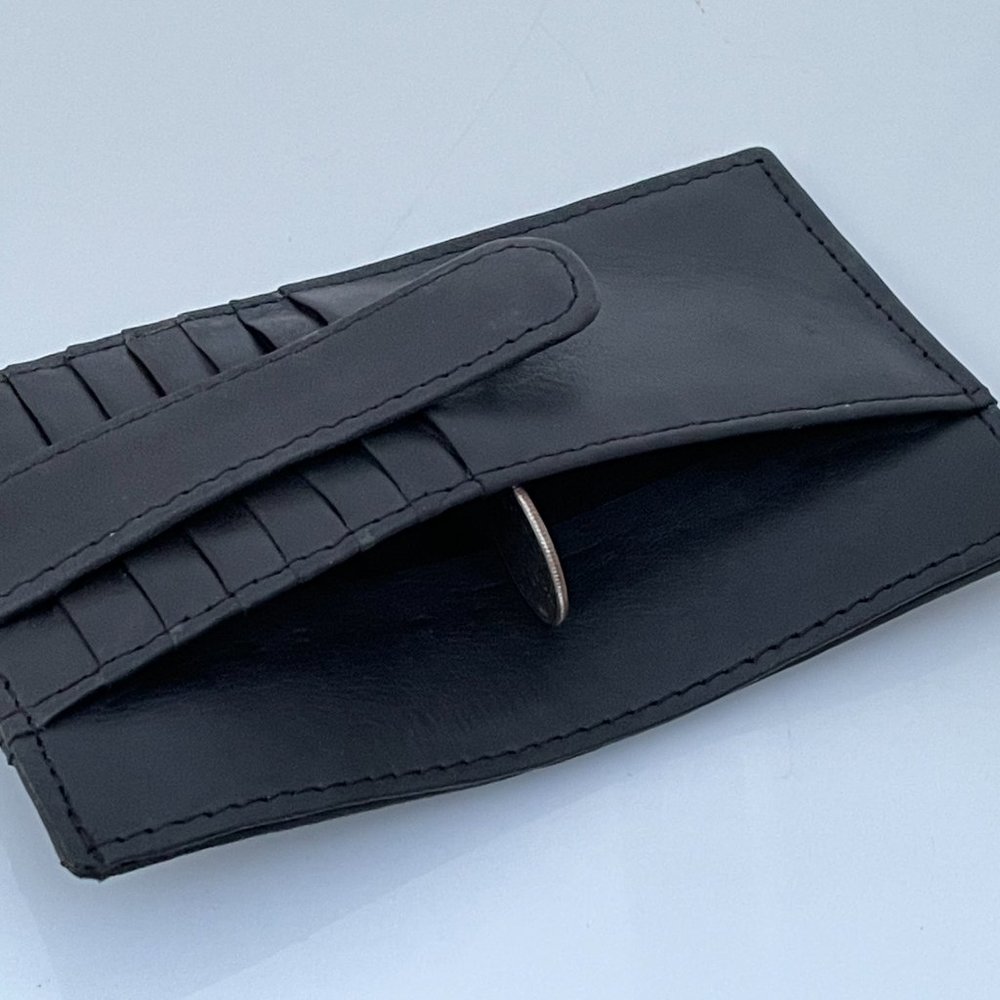 Card Holders Wallet Black Genuine Leather Handmade - Picture 5 of 10